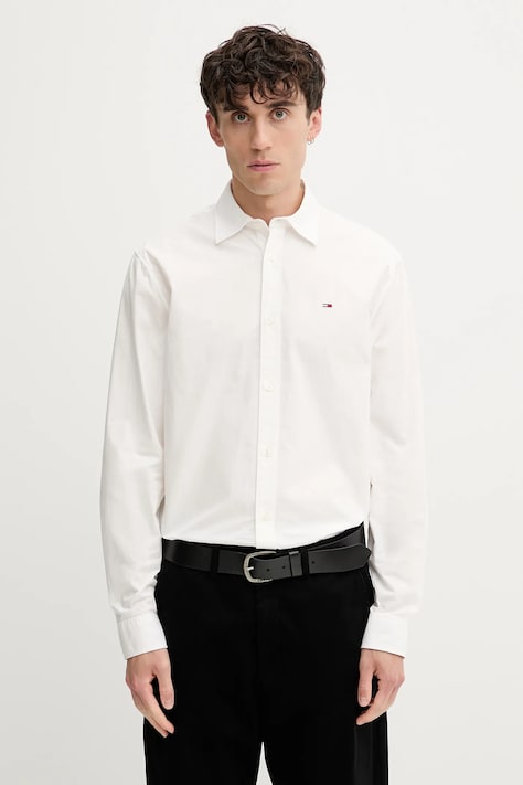 Хлопковая рубашка Tommy Jeans цвет бежевый regular классический воротник DM0DM22026