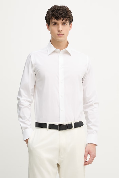 United Colors of Benetton cămașă bărbătească albă simplă 551MUQ049