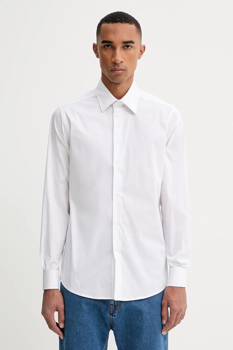 United Colors of Benetton cămașă culoarea alb, cu guler clasic, regular, 551MUQ049
