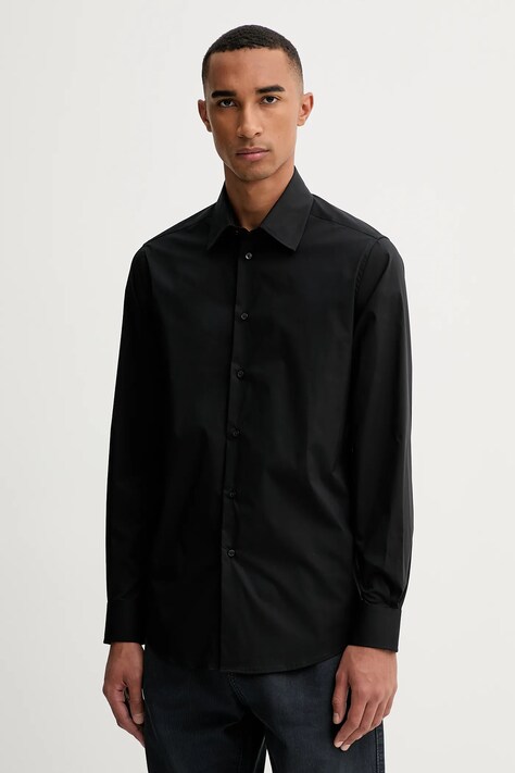 United Colors of Benetton cămașă culoarea negru, cu guler clasic, regular, 551MUQ049