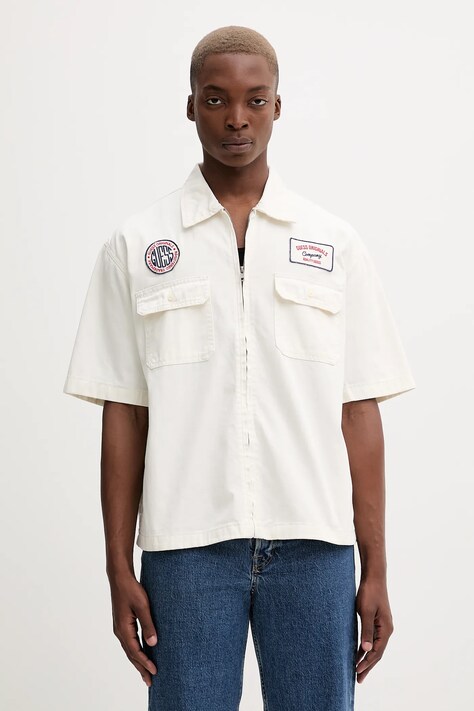 Guess Originals koszula jeansowa męska kolor beżowy regular z kołnierzykiem klasycznym M5YH70 WGCV6
