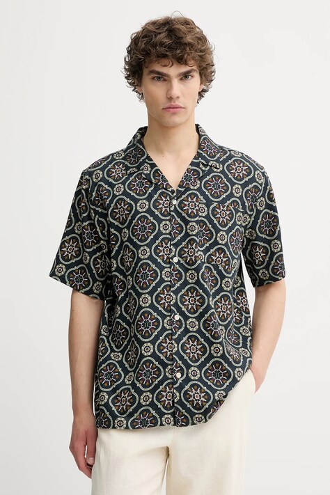 Bavlnená košeľa Les Deux Lukas zelená farba, regular, s klasickým golierom, 1000135