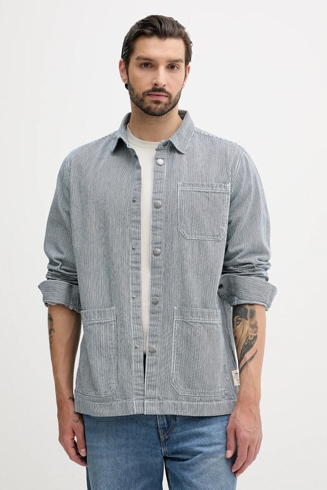 Хлопковая рубашка Barbour TINDALE цвет синий relaxed классический воротник MOS0435