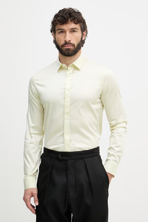 Armani Exchange сорочка чоловіча бавовняна з еластаном бежева 8NZCBD ZN10Z
