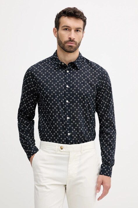 Pepe Jeans cămașă din bumbac culoarea bleumarin, cu guler clasic, regular, PM309093