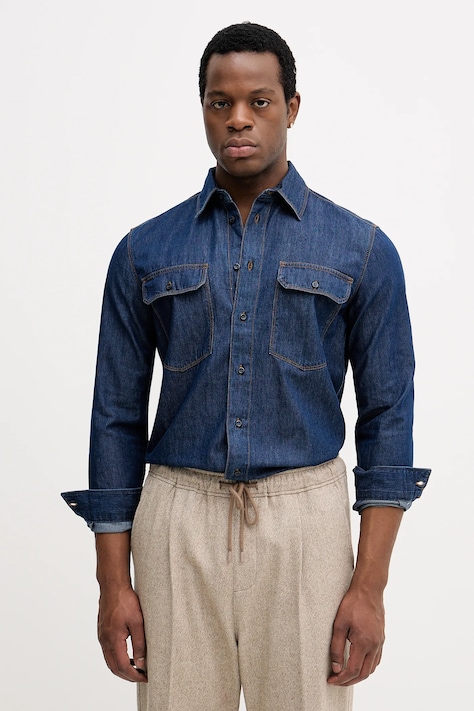 Sisley cămașă jeans cu guler clasic, regular, 51WVSQ04V