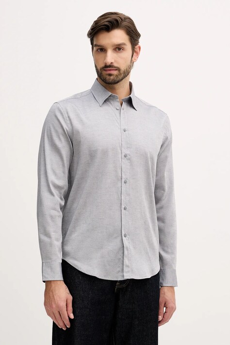 Sisley koszula męska kolor szary regular z kołnierzykiem klasycznym 5EY3SQ049