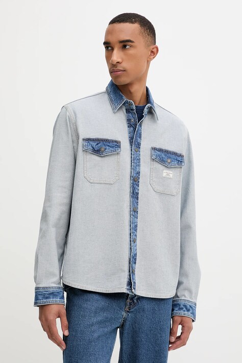 Guess Jeans cămașă jeans cu guler clasic, relaxed, M5YH71 D5M56