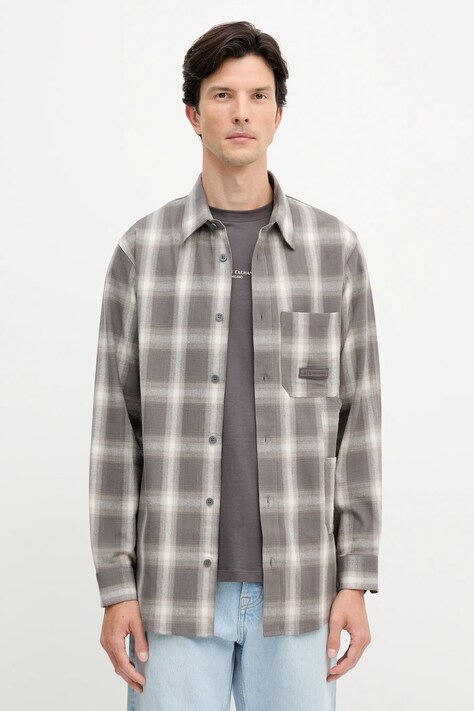 Armani Exchange koszula bawełniana męska kolor szary regular z kołnierzykiem klasycznym XM001149 AF16626