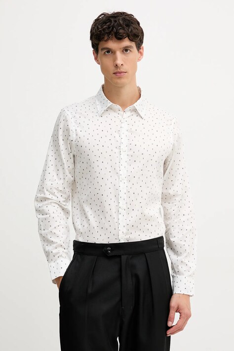 Armani Exchange koszula bawełniana męska kolor biały regular z kołnierzykiem klasycznym XM001942 AF19194