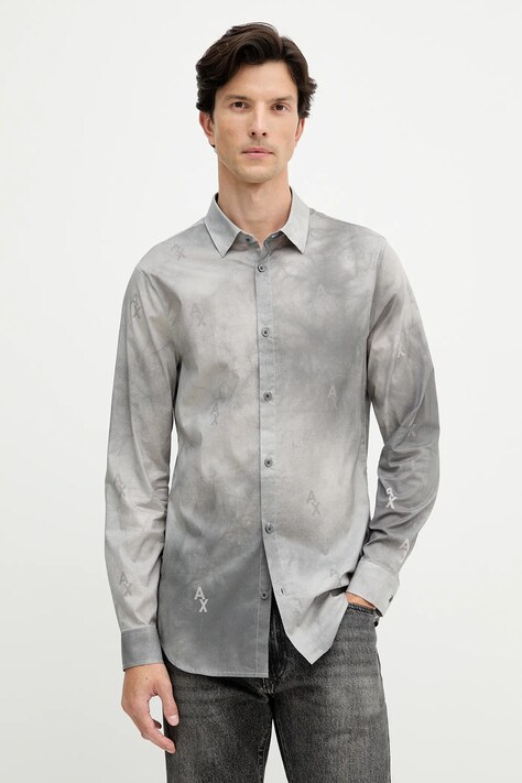 Armani Exchange koszula męska kolor szary regular z kołnierzykiem klasycznym XM001956 AF13184