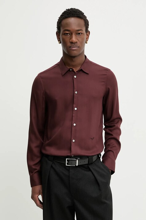 ZADIG&VOLTAIRE koszula męska kolor bordowy regular z kołnierzykiem klasycznym WMSH01333