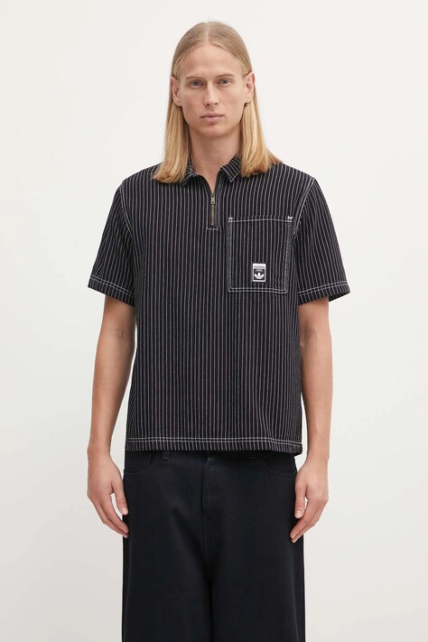 adidas Originals cotton polo shirt Graphic Lo Sh black color patterned JW0171