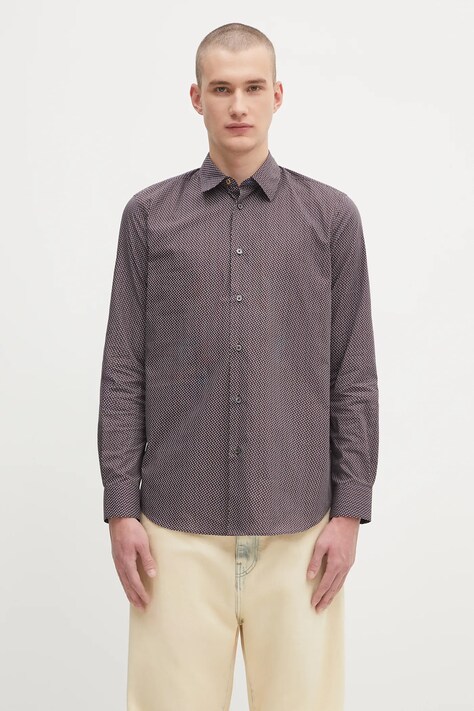 Paul Smith koszula bawełniana 0 męska kolor bordowy regular z kołnierzykiem klasycznym M1R-901U-T02718