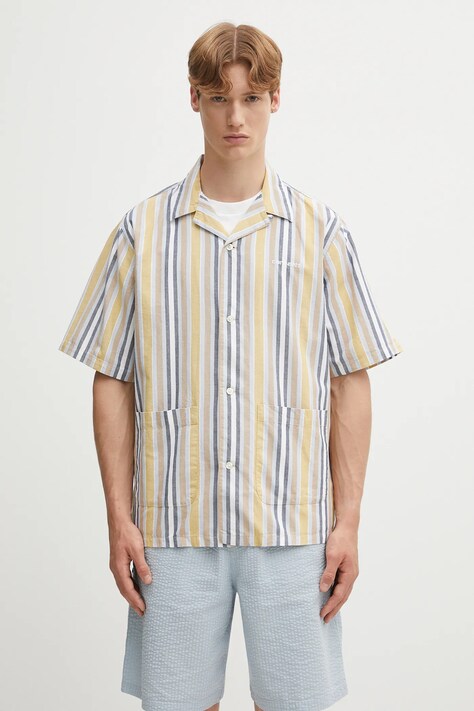 Carhartt WIP camicia in lino misto S/S Folsey uomo colore verde  I035154.3G8XX