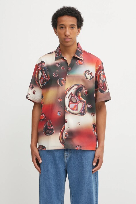 Carhartt WIP koszula S/S Solar Chrome męska kolor multicolor relaxed z kołnierzykiem klasycznym I035155.32LXX