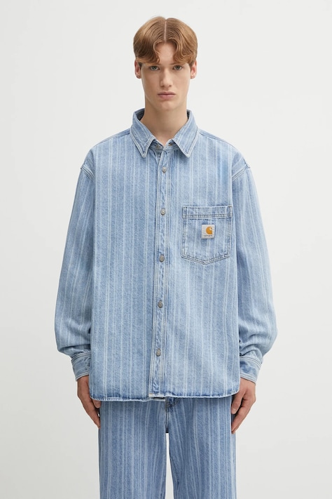 Τζιν πουκάμισο Carhartt WIP Rylan ανδρικό, χρώμα: μπλε, I035567.32H12