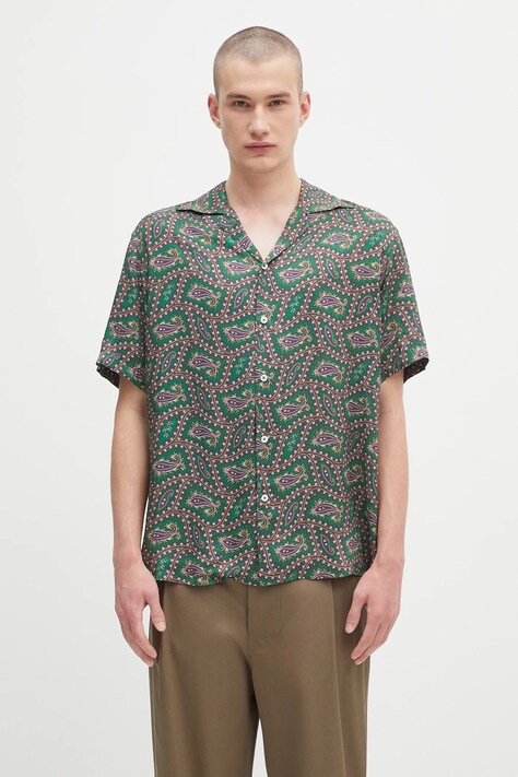 Drôle de Monsieur koszula La Chemise Paisley męska kolor zielony relaxed z kołnierzykiem klasycznym H.SH229.VI021