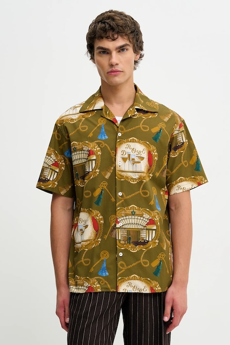 Bavlnená košeľa Drôle de Monsieur La Chemise Grand HUtel zelená farba, regular, H.SH228.LI010