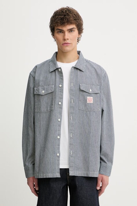 Levi's koszula bawełniana męska kolor granatowy relaxed 003O2