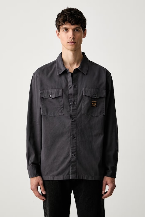 Levi's srajca moška bombažna LS WORKER - WW x WORKWEAR siva enobarvna 003O2