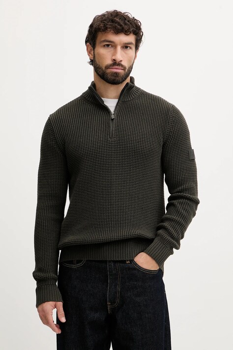 Joop! pulover de bumbac culoarea verde, cu turtleneck, 30047663