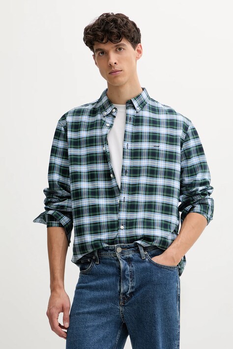 Levi's koszula bawełniana męska kolor granatowy relaxed z kołnierzykiem button-down A7210