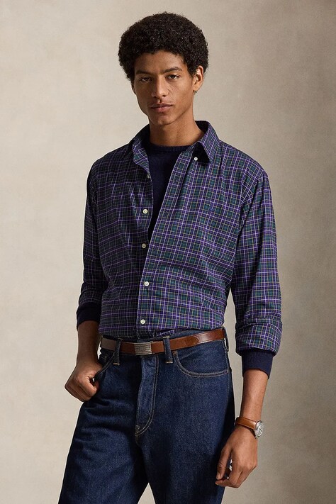 Polo Ralph Lauren Рубашка мужская хлопковая тёмно-синяя клетка 710953644