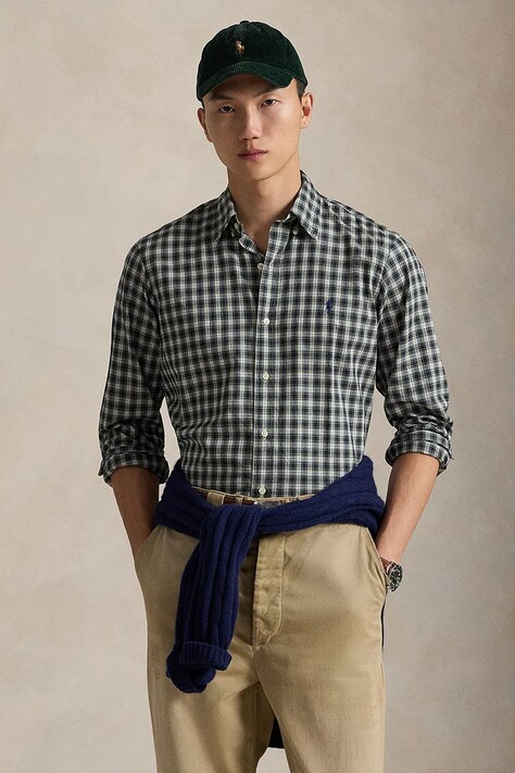 Хлопковая рубашка Polo Ralph Lauren regular воротник button-down 710953644