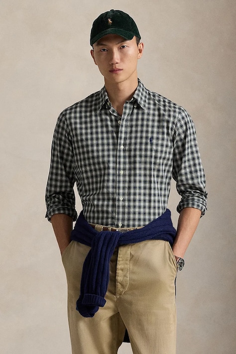 Хлопковая рубашка Polo Ralph Lauren regular воротник button-down 710953644