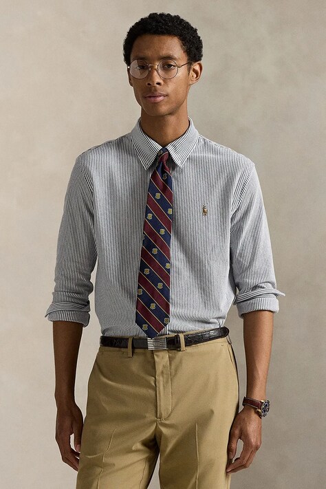 Хлопковая рубашка Polo Ralph Lauren цвет белый regular классический воротник 710979489