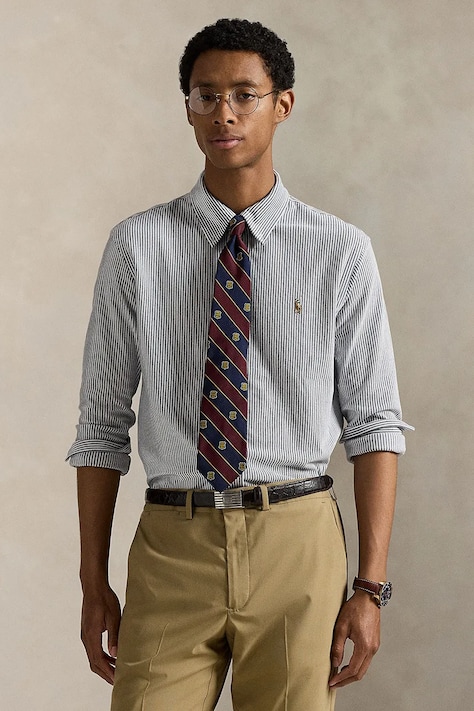 Хлопковая рубашка Polo Ralph Lauren цвет белый regular классический воротник 710979489