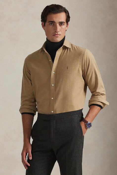 Πουκάμισο Polo Ralph Lauren χρώμα: μπεζ, 710P00661