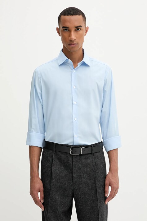 Košile Calvin Klein pánská, modrá barva, regular, s klasickým límcem, LV019EU001