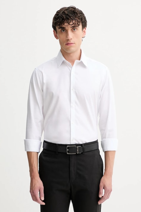 Рубашка Calvin Klein цвет белый slim классический воротник LV019EU053