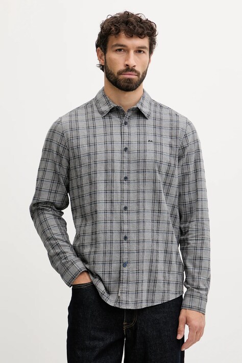 Pepe Jeans koszula bawełniana męska kolor szary regular z kołnierzykiem klasycznym PM3090830