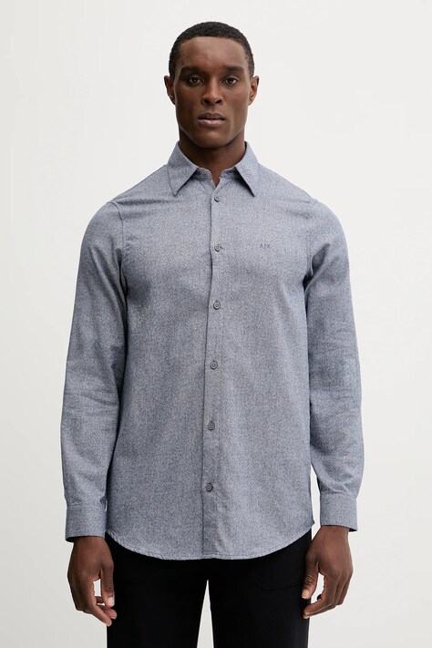 Armani Exchange koszula bawełniana męska kolor niebieski regular z kołnierzykiem klasycznym XM001147 AF16610