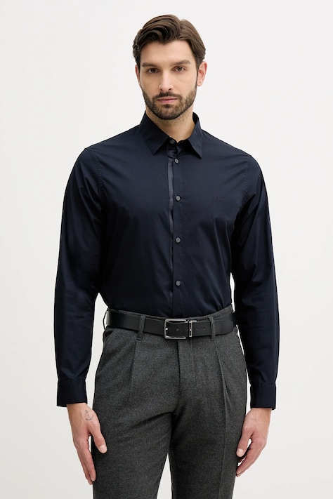 Armani Exchange cămașă culoarea bleumarin, cu guler clasic, regular, XM001500 AF16676