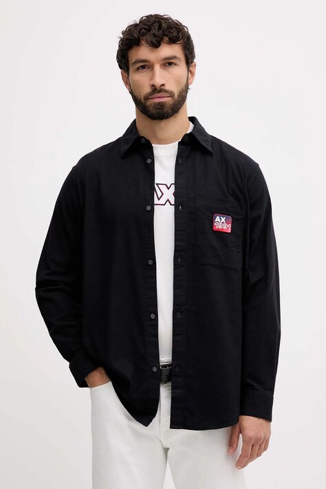 Armani Exchange camasa culoarea bleumarin, cu guler clasic, regular, XM001505 AF18792
