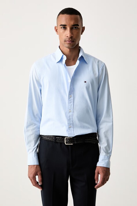 Tommy Hilfiger πουκάμισο ανδρικό βαμβακερό μπλε απλό MW0MW40460