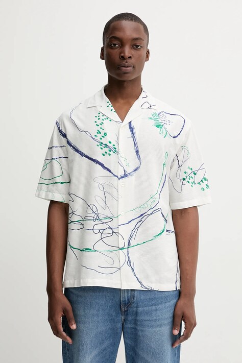 Bavlněná košile Desigual MAX pánská, béžová barva, relaxed, 25WMCW06