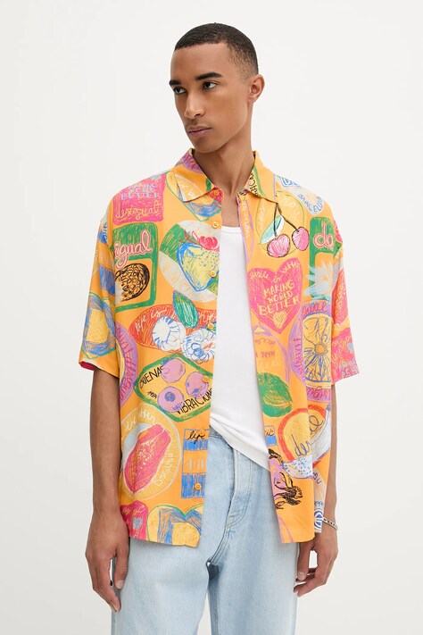 Košile Desigual CARTAGENA pánská, žlutá barva, 25WMCW15