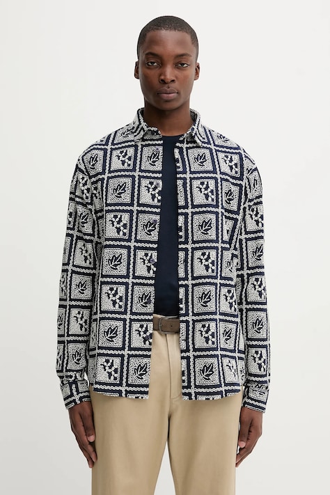 Бавовняна сорочка Desigual JACK колір синій relaxed класичний комір 25WMCW25