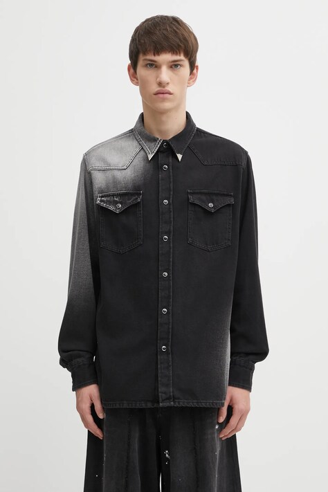MM6 Maison Margiela koszula jeansowa męska kolor czarny regular SH2DT0024.M30011.969