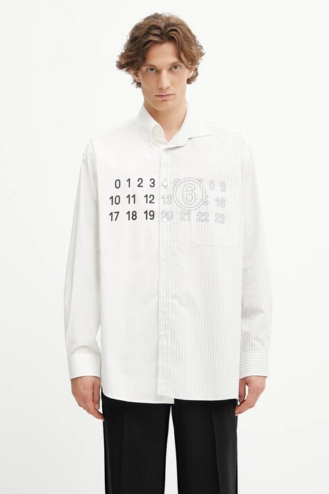 MM6 Maison Margiela koszula bawełniana męska kolor biały relaxed z kołnierzykiem button-down SH0DT0025.MTN085.961