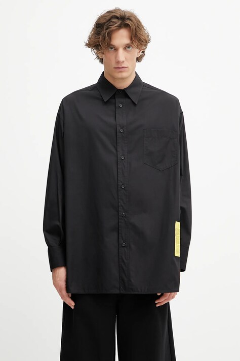 MM6 Maison Margiela koszula bawełniana męska kolor czarny relaxed z kołnierzykiem klasycznym SH0DT0034.M35480.900