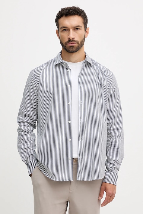 Trussardi koszula bawełniana męska kolor granatowy relaxed z kołnierzykiem klasycznym 5007N000009N