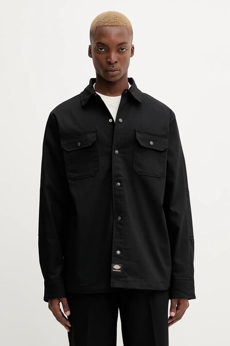 Dickies koszula męska kolor czarny regular z kołnierzykiem klasycznym DK0A8673