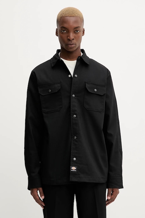 Dickies koszula męska kolor czarny regular z kołnierzykiem klasycznym DK0A8673