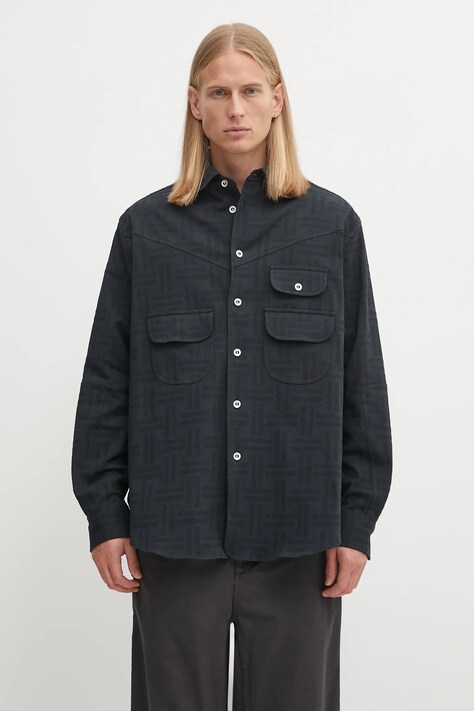 Рубашка Kenzo Weave Workwear Overshirt цвет синий relaxed классический воротник FF65CH5369JF